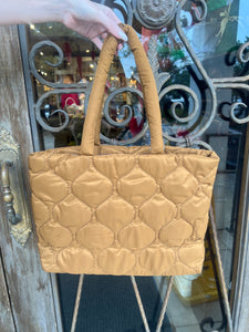 BROWN QUILTED TOTE