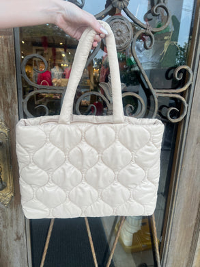 BEIGE QUILTED TOTE