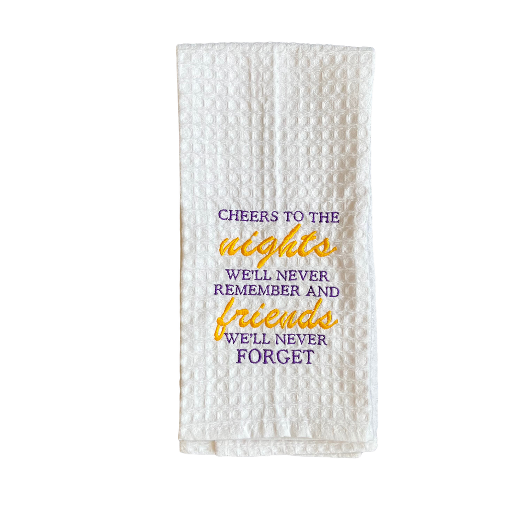 PURPLE AND GOLD CHEERS TO THE NIGHTS TOWEL