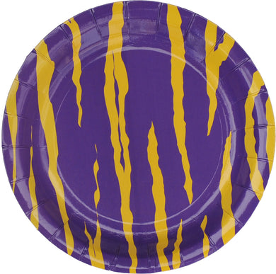 PURPLE AND GOLD TIGER STRIPE 9 INCH PLATES