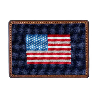 AMERICAN FLAG NEEDLEPOINT CARD WALLET
