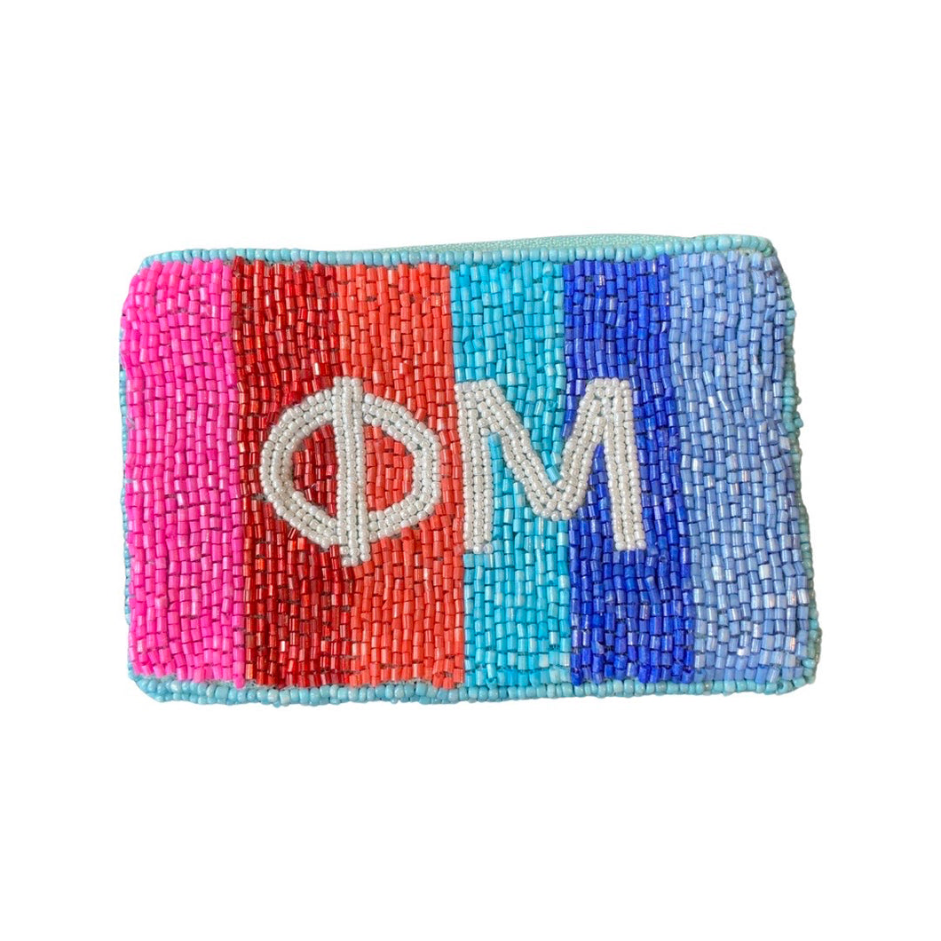 PHI MU BEADED COIN POUCH