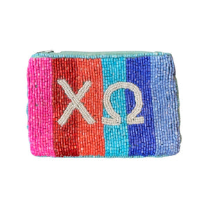 CHI OMEGA BEADED COIN POUCH