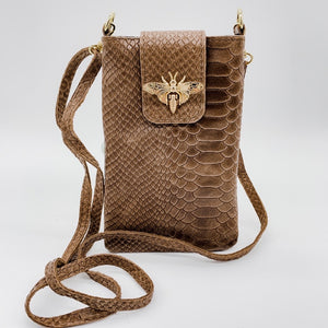 LEATHER CELLPHONE CROSSBODY BROWN