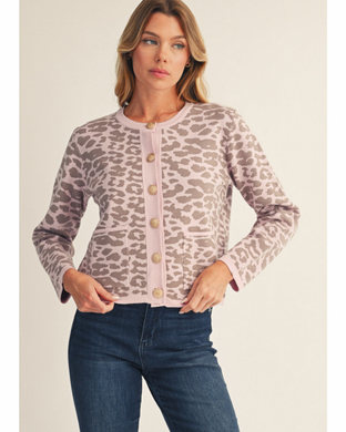 PINK LEOPARD CARDIGAN