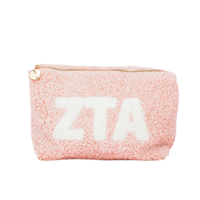 ZETA TAU ALPHA BLUSH TEDDY POUCH COSMETIC