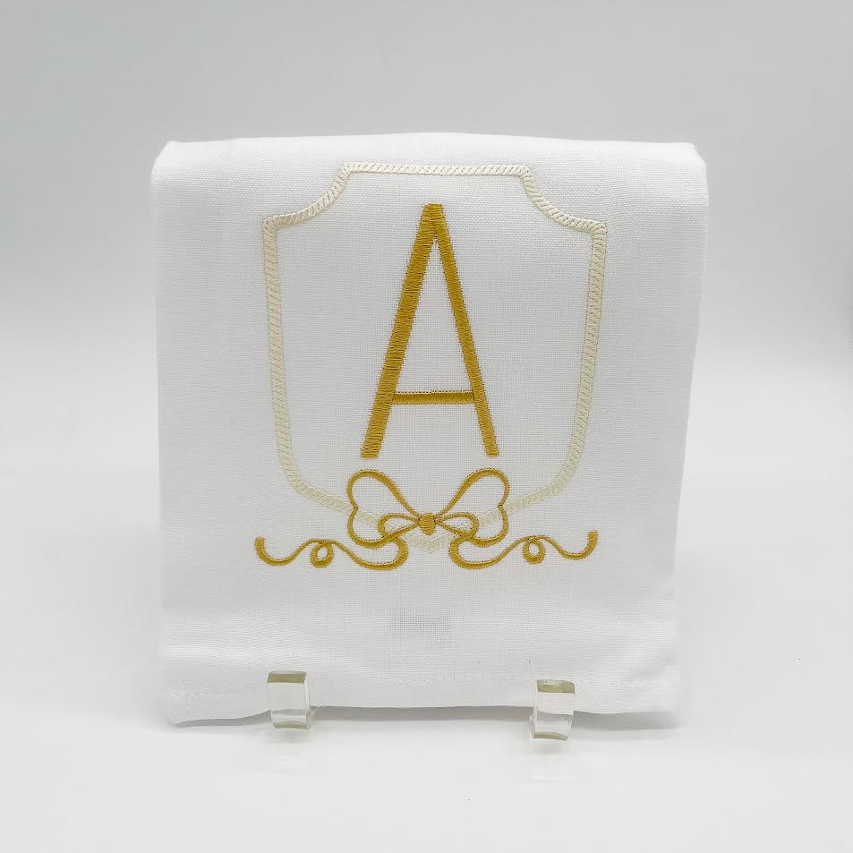 SHIELD WITH BOW INITIAL TOWEL