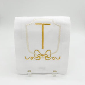 SHIELD WITH BOW INITIAL TOWEL