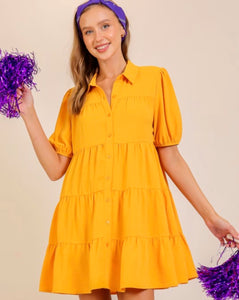 GOLD BUTTON DOWN DRESS