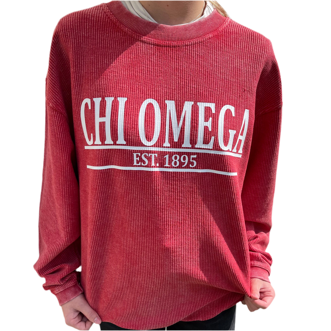 CHI OMEGA ESTABLISHED CORD SHIRT