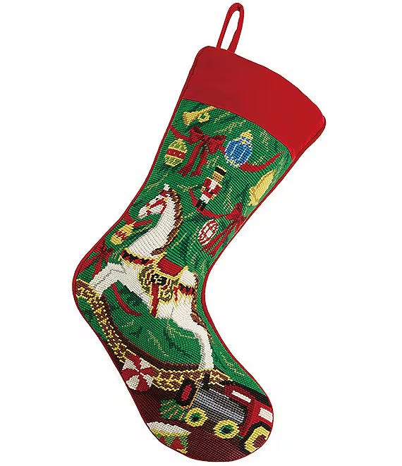 ROCKING HORSE NEEDLEPOINT STOCKING