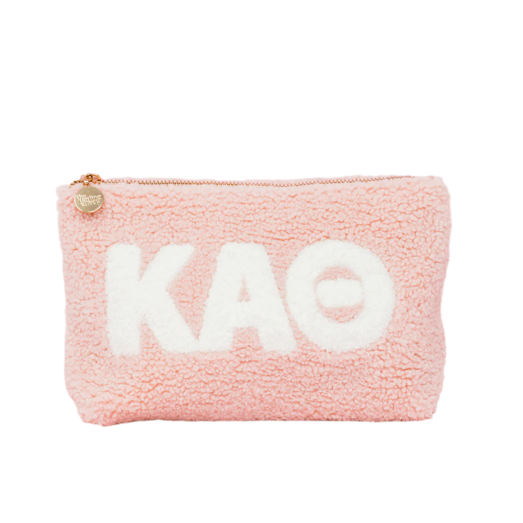 KAPPA ALPHA THETA BLUSH TEDDY POUCH COSMETIC