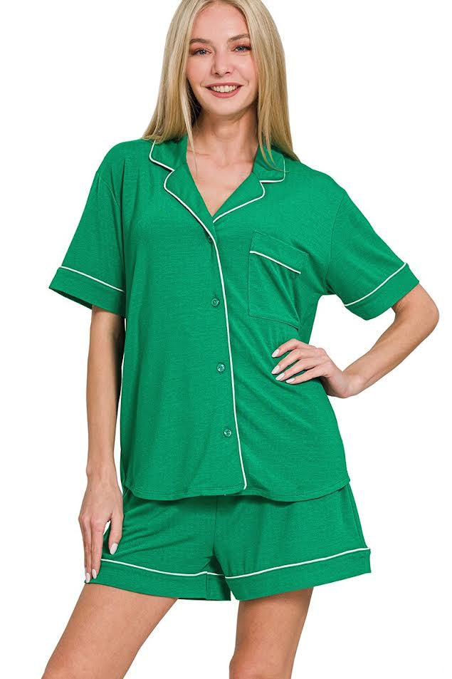KELLY GREEN SHORT PAJAMA SET