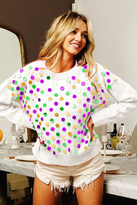 MARDI GRAS SPANGLED SWEATER