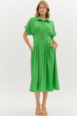 GREEN BUTTON UP DRESS