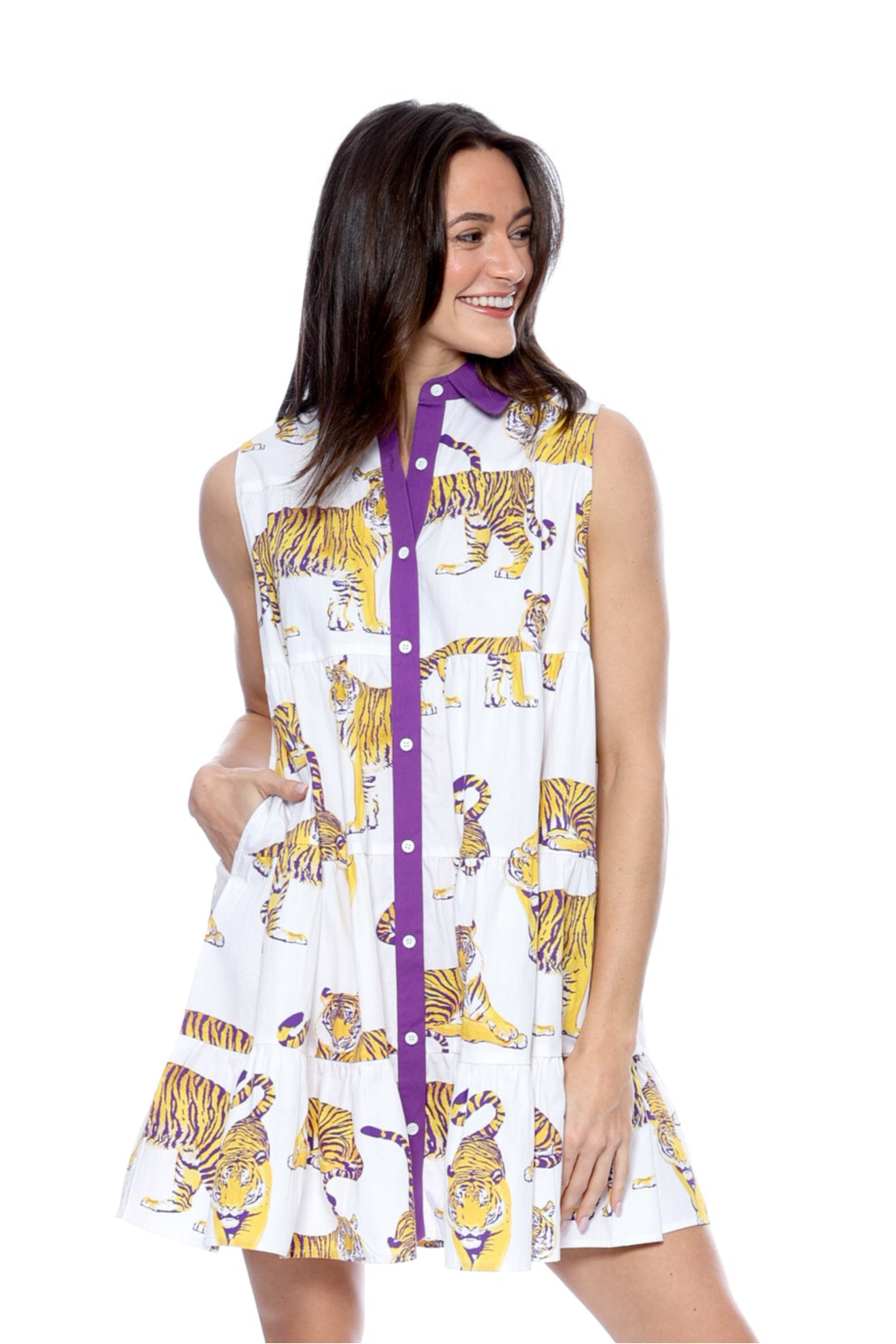 TIGER POPLIN TANK DRESS
