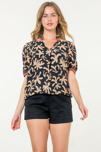 BLACK TAN PRINT TOP