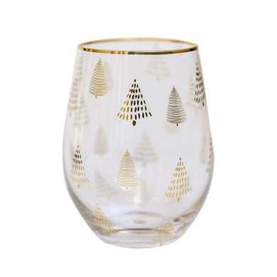 GOLD TREES STEMLESS WINE GLASS