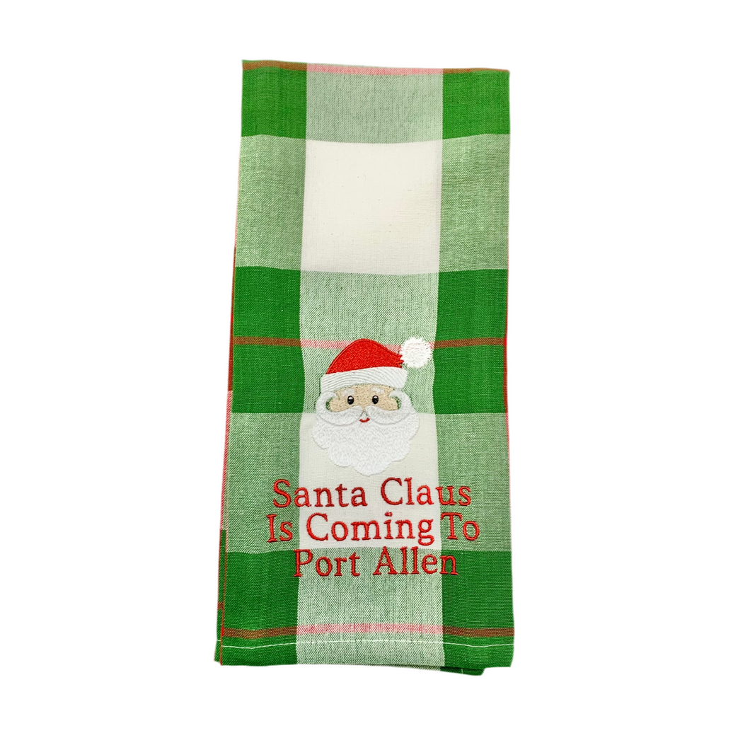 SANTA CLAUS IS COMING TO PORT ALLEN HAND TOWEL