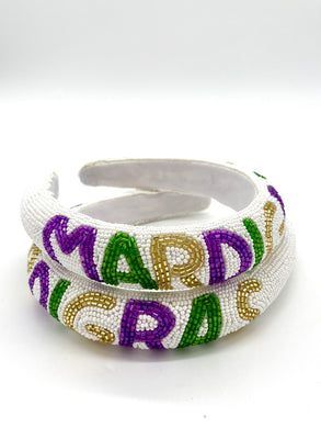 MARDI GRAS WORD BEADED HEADBAND