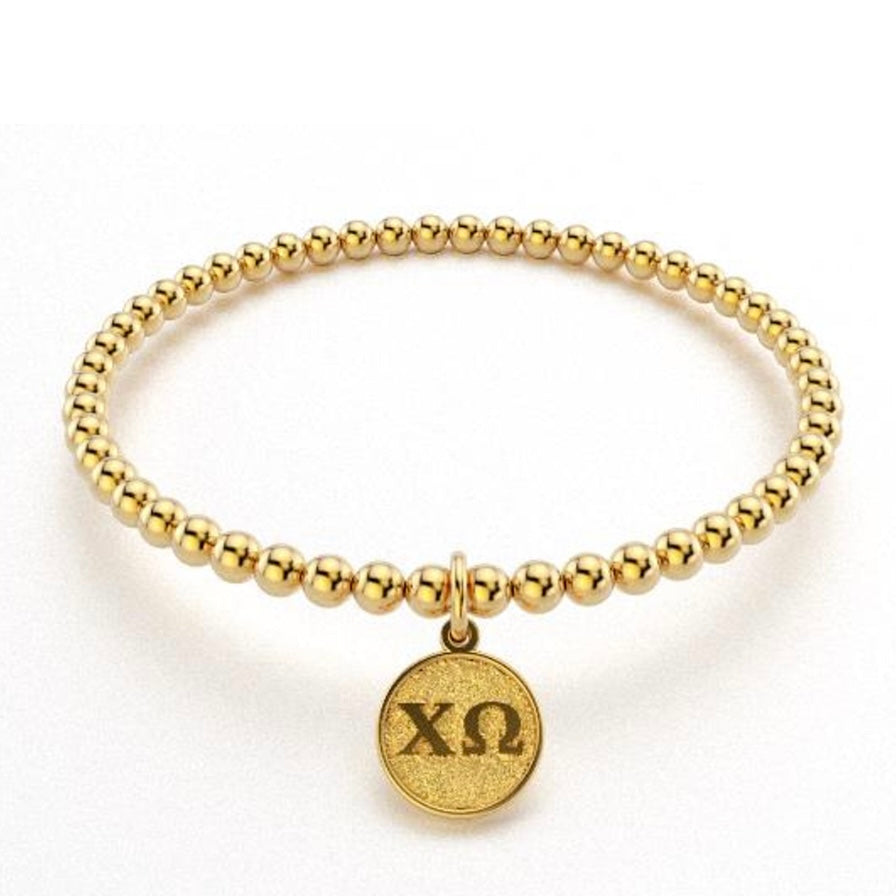 CHI OMEGA GOLD BEAD BRACELET