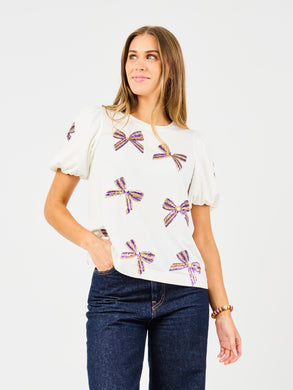 TINA BOWS PURPLE AND GOLD TOP