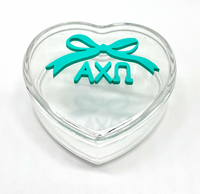 ALPHA CHI OMEGA HEART BOW BOX