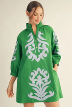 GREEN WITH BLUE DETAIL DRESS