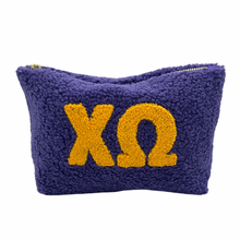 CHI OMEGA PURPLE AND GOLD TEDDY POUCH COSMETIC