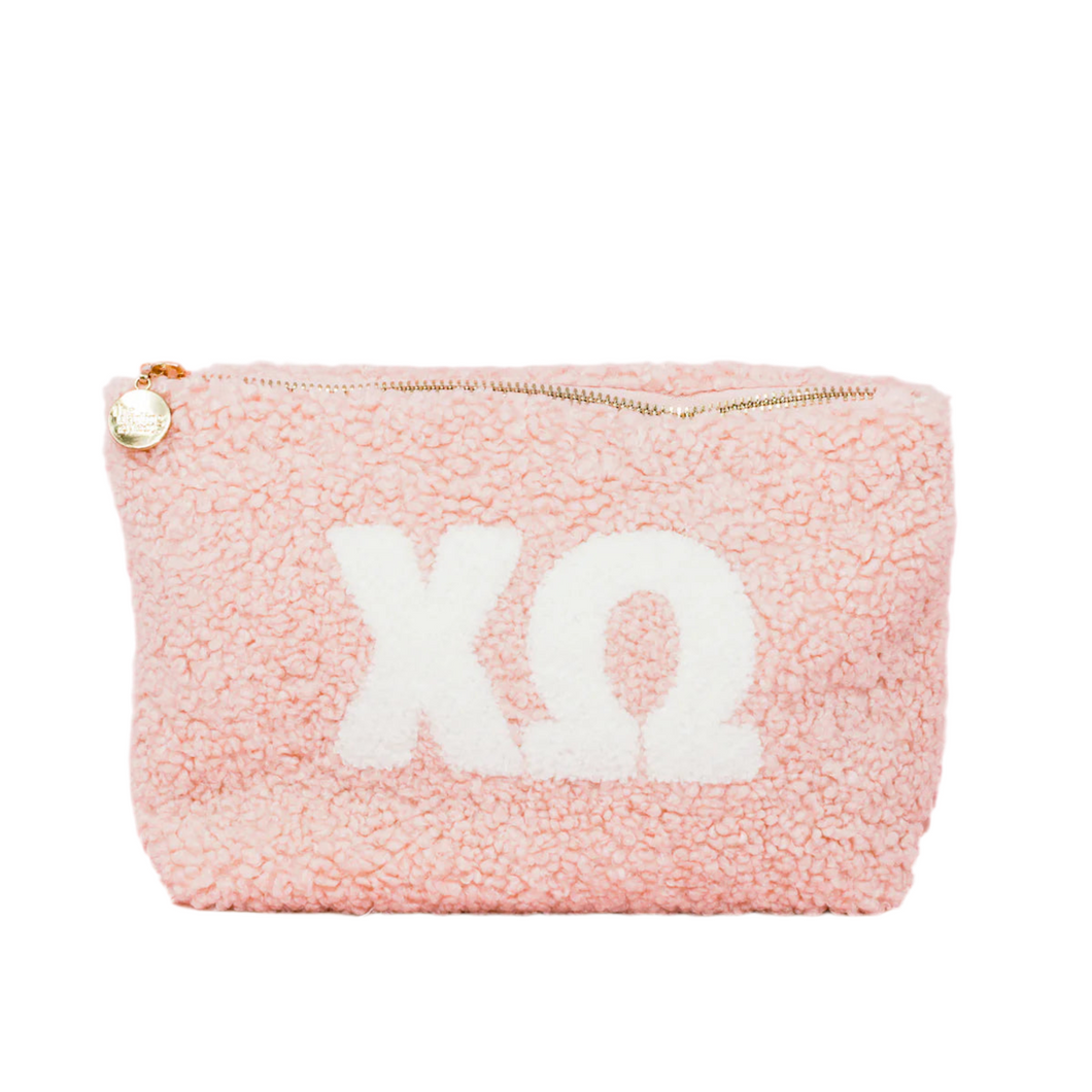 CHI OMEGA BLUSH TEDDY POUCH COSMETIC