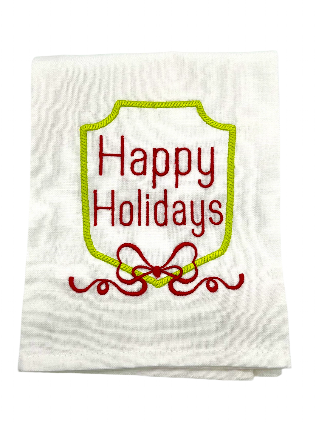 SHIELD WITH BOW HAPPY HOLIDAYS TOWEL