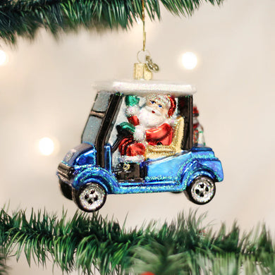 GOLF CART SANTA ORNAMENT