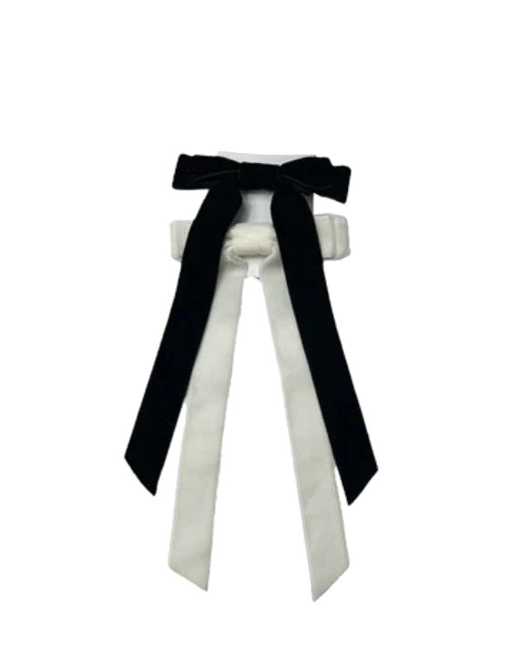 BLACK/IVORY DOUBLE VELVET BOW