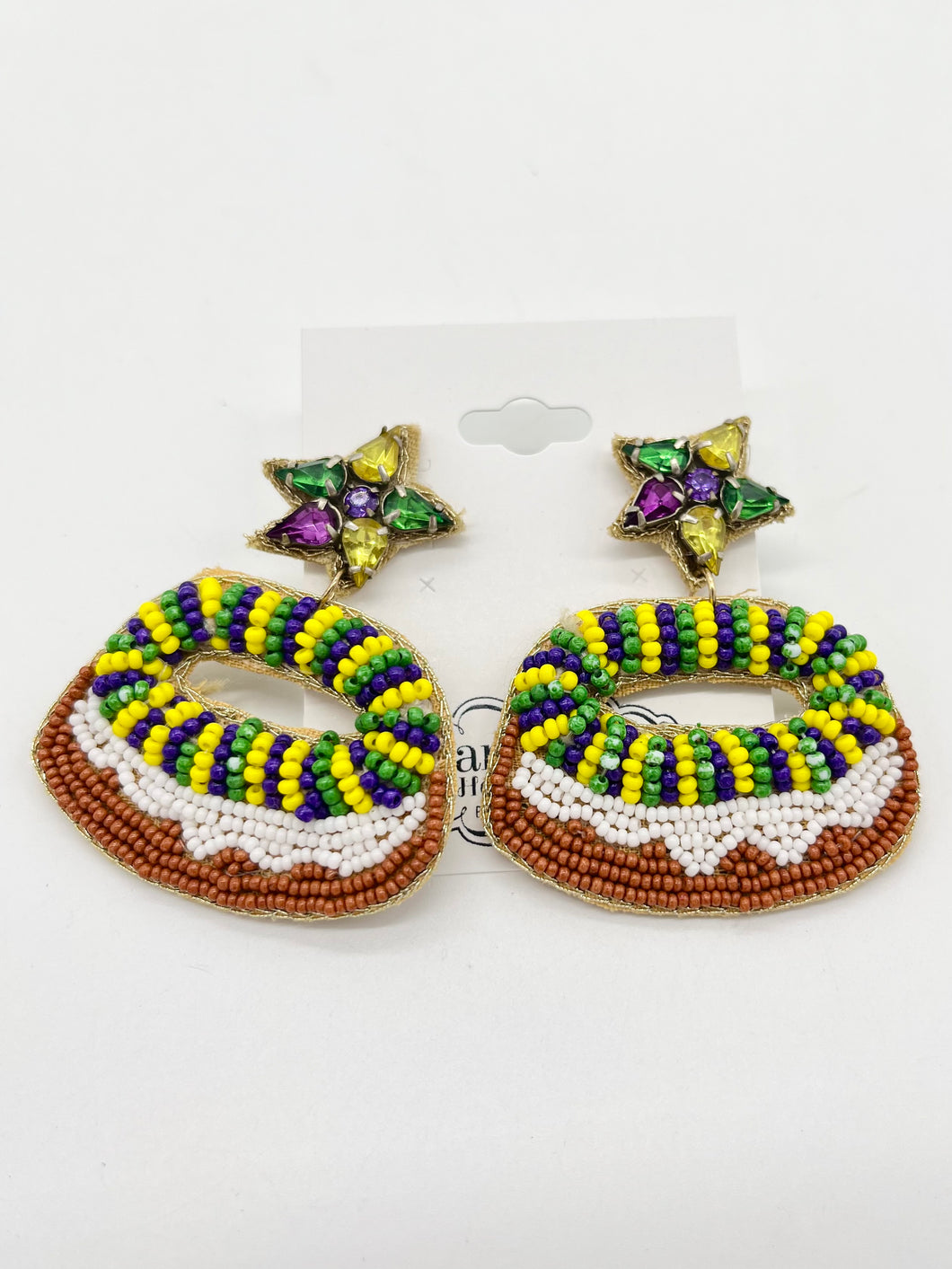 MARDI GRAS KING CAKE EARRINGS