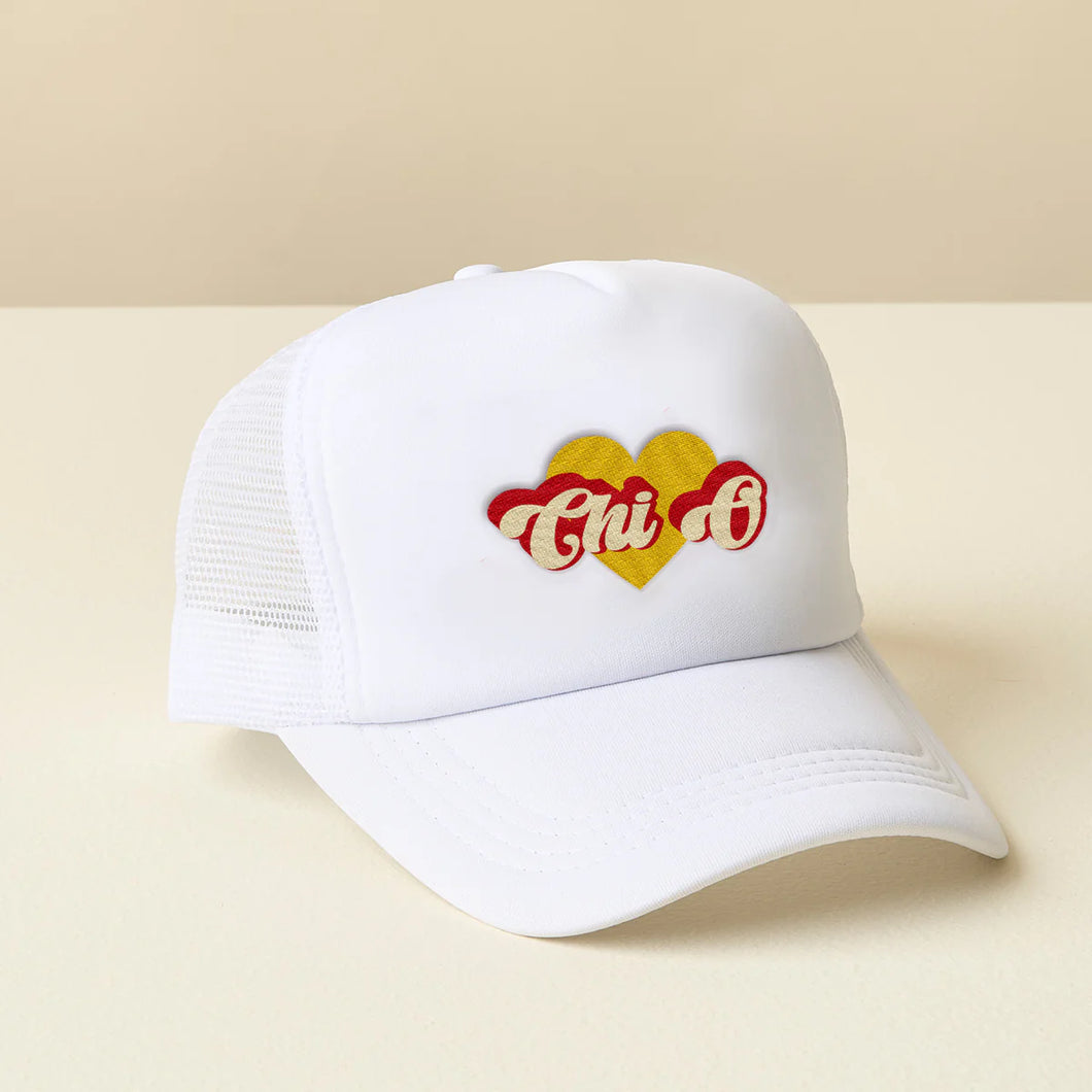 CHI OMEGA RETRO HEART TRUCKER HAT