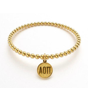 ALPHA OMICRON PI GOLD BEAD BRACELET