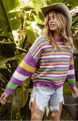 MARDI GRAS STRIPE SWEATER