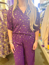 PURPLE & GOLD METALLIC STAR STAND COLLAR TOP