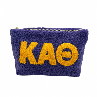 KAPPA ALPHA THETA PURPLE AND GOLD TEDDY POUCH COSMETIC