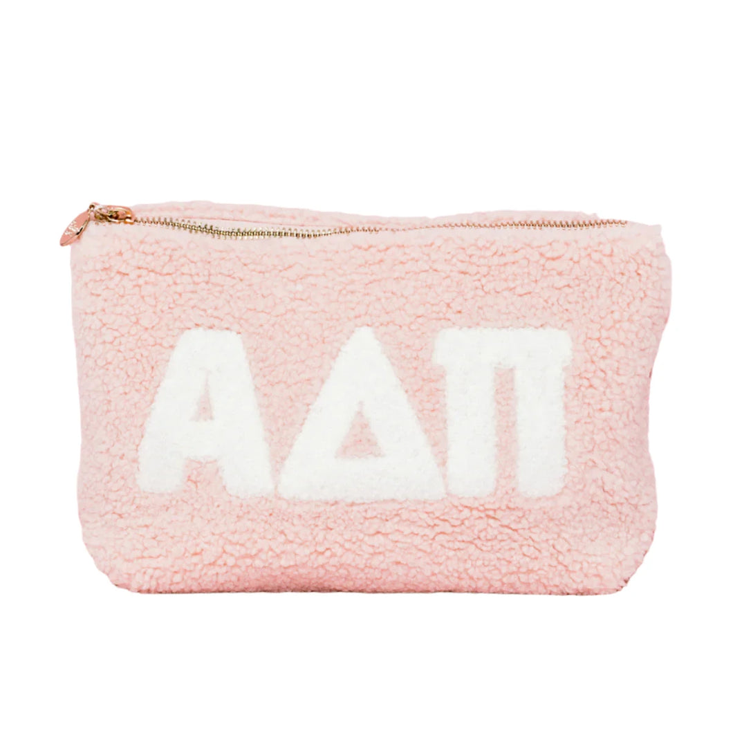 ALPHA DELTA PI BLUSH TEDDY POUCH COSMETIC