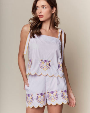 TIGER EMBROIDERED SHORT SET