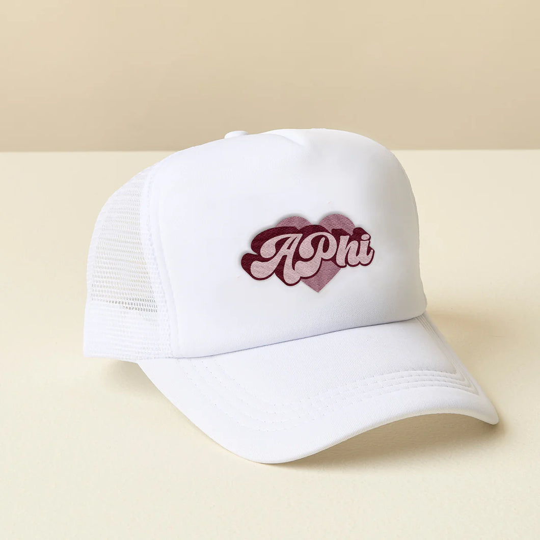 ALPHA PHI RETRO HEART TRUCKER HAT