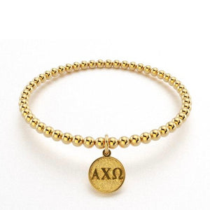 ALPHA CHI OMEGA GOLD BEAD BRACELET