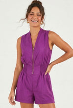 PURPLE FRONT ZIP ROMPER