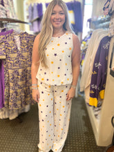 PURPLE & GOLD STARS WIDE LEG PANTS