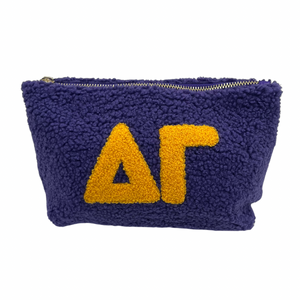 DELTA GAMMA PURPLE AND GOLD TEDDY POUCH COSMETIC