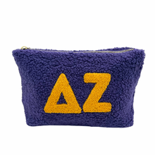 DELTA ZETA PURPLE AND GOLD TEDDY POUCH COSMETIC