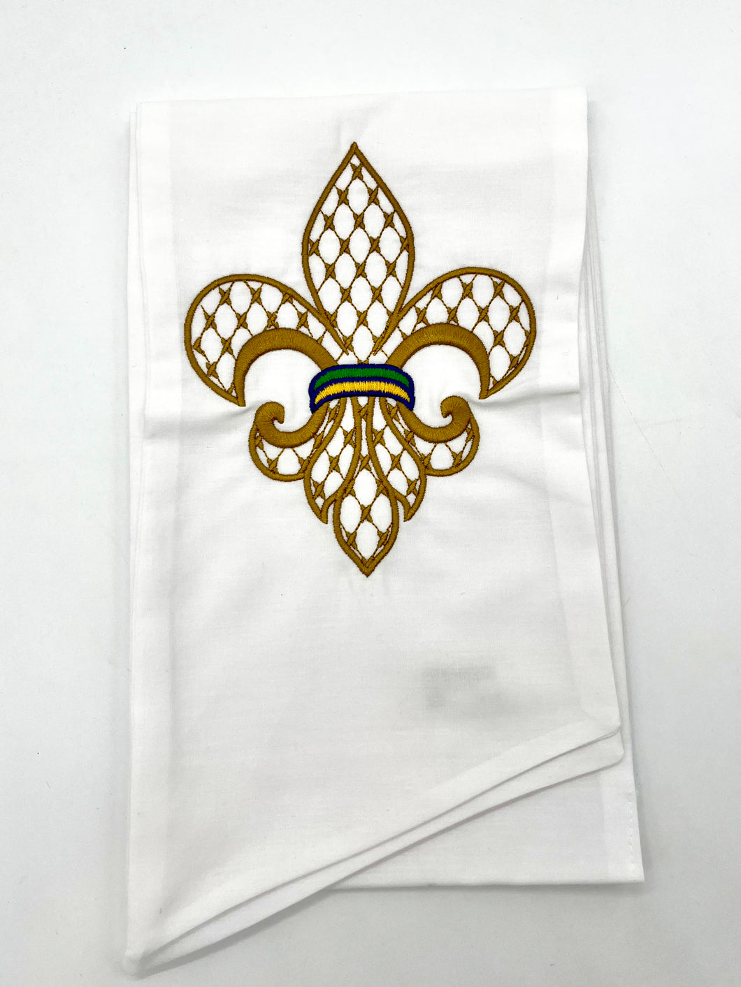 MARDI GRAS GOLD FLEUR DE LIS WREATH SASH