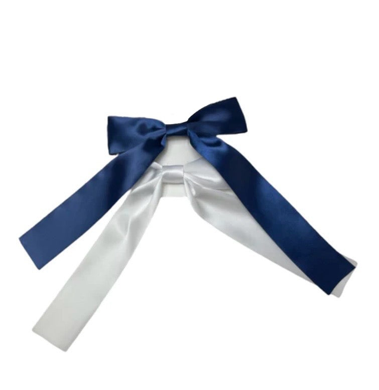 NAVY/WHITE DOUBLE SATIN BOW