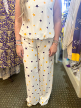 PURPLE & GOLD STARS WIDE LEG PANTS